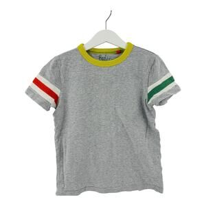 Boden Gray Striped Sleeve Tee Sporty Retro Vibes Short Sleeves Size 8-9Y